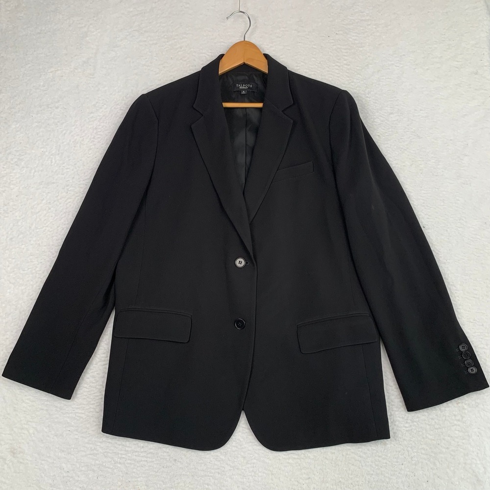 Talbots Two Button Blazer Jacket Womens Plus 18 Career Office Chic Black VN1004